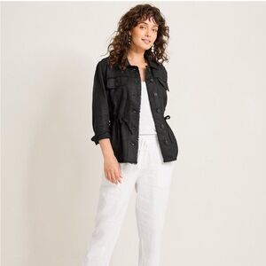 Tommy Bahama Two Palms Linen Raw-Edge Utility Jacket Black XS NWOT